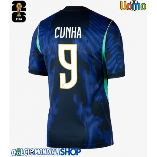 Maglie da calcio Brasile Matheus Cunha #9 Seconda Maglia Mondiali 2026  Manica Corta